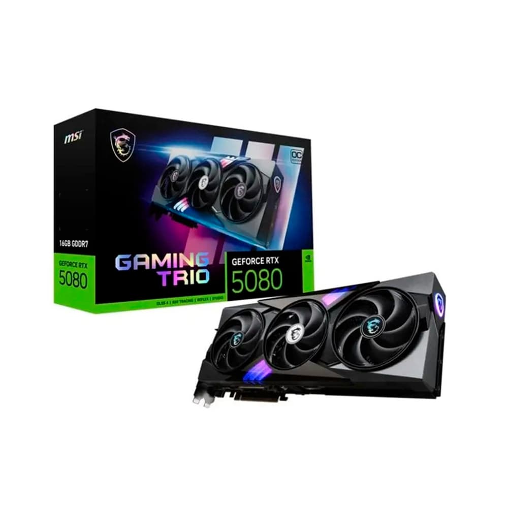 Placa De Vídeo Msi Nvidia Geforce Gaming Trio Oc Edition Preta Rtx 5080 16gb Gdrr7 256 Bits - 912-V531-026
