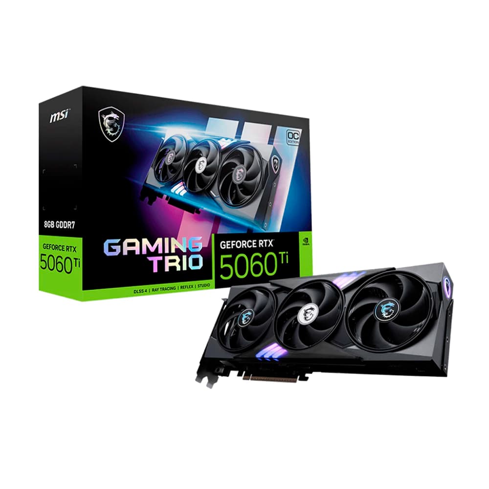 Placa De Vídeo Msi Nvidia Geforce Gaming Trio Oc Edition 3x Preta Rtx5060 Ti 8gb Gdrr7 128 Bits - 912-V536-022