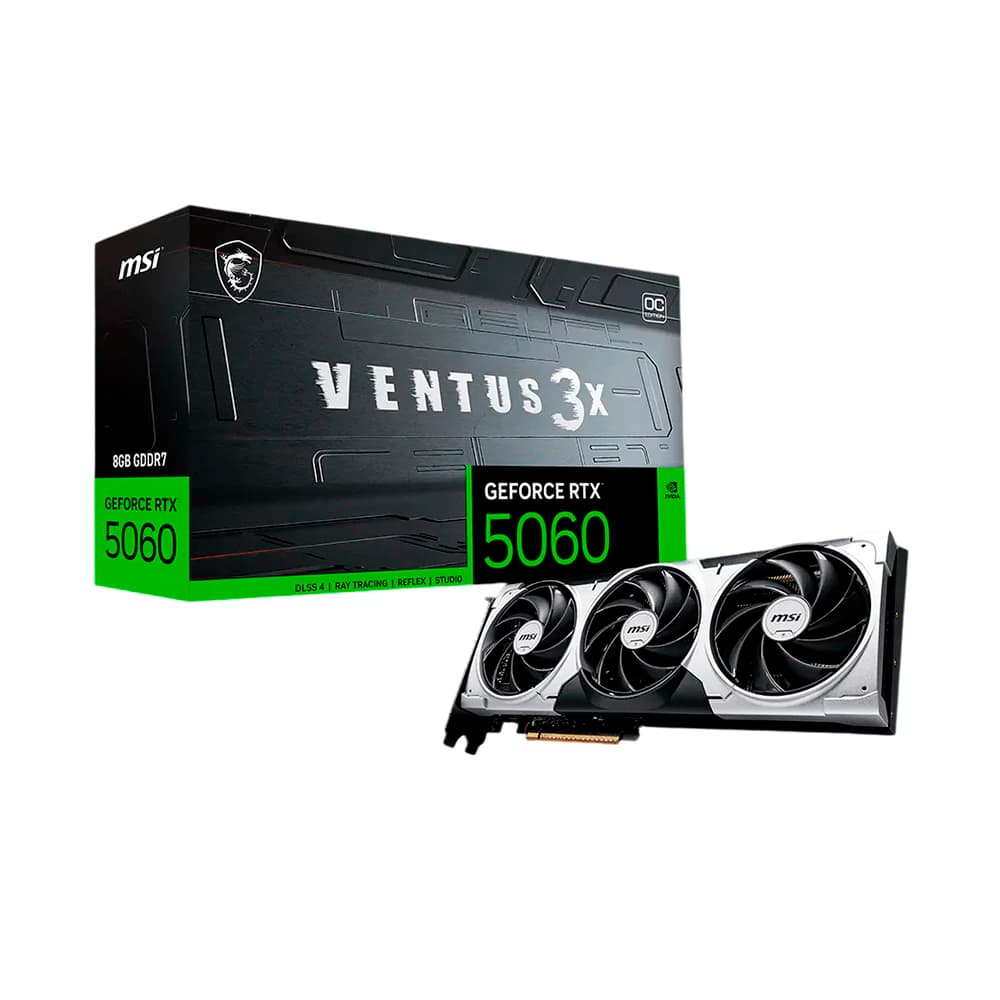 Placa De Vídeo Msi Nvidia Geforce Ventus Oc Edition 3x Preta Rtx5060 8gb Gdrr7 128 Bits - 912-V537-035