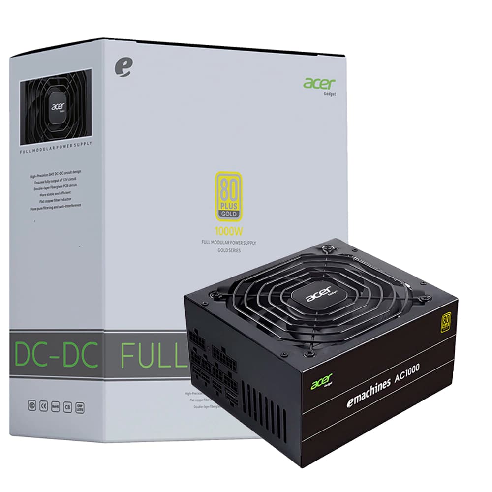 Fonte Real Acer 1000w Preta Pci-E 5.0 80 Plus Gold Modular - AC1000BK