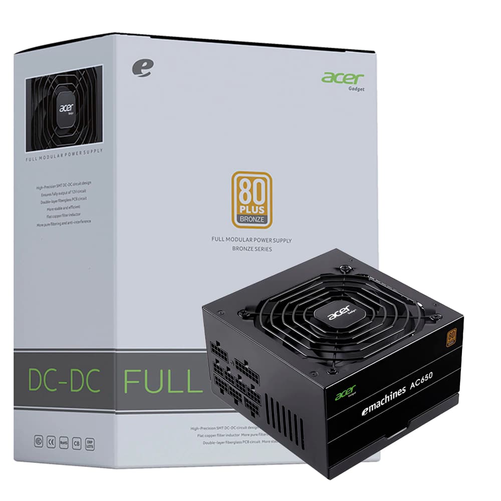 Fonte Real Acer 650w Preta 80 Plus Bronze Modular - AC650BK