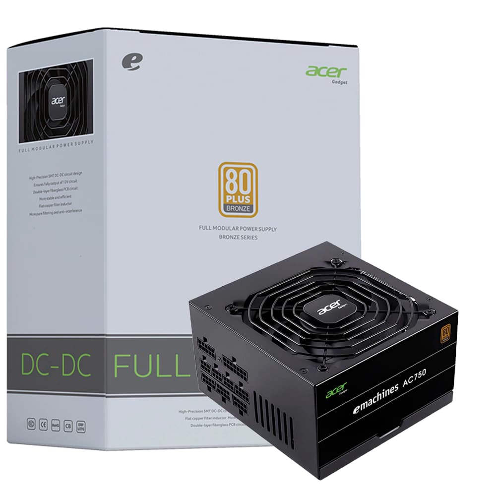 Fonte Real Acer 750w Preta Pci-E 5.0 80 Plus Bronze Modular - AC750BK