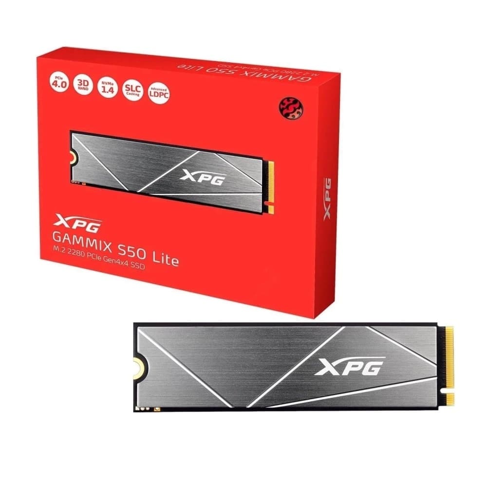 M.2 Adata Xpg Gammix S50 Lite Pci-E Nvme Gen4 512gb Leituras: 3900mb/S E Gravações: 3200mb/S - AGAMMIXS50L-512G-C
