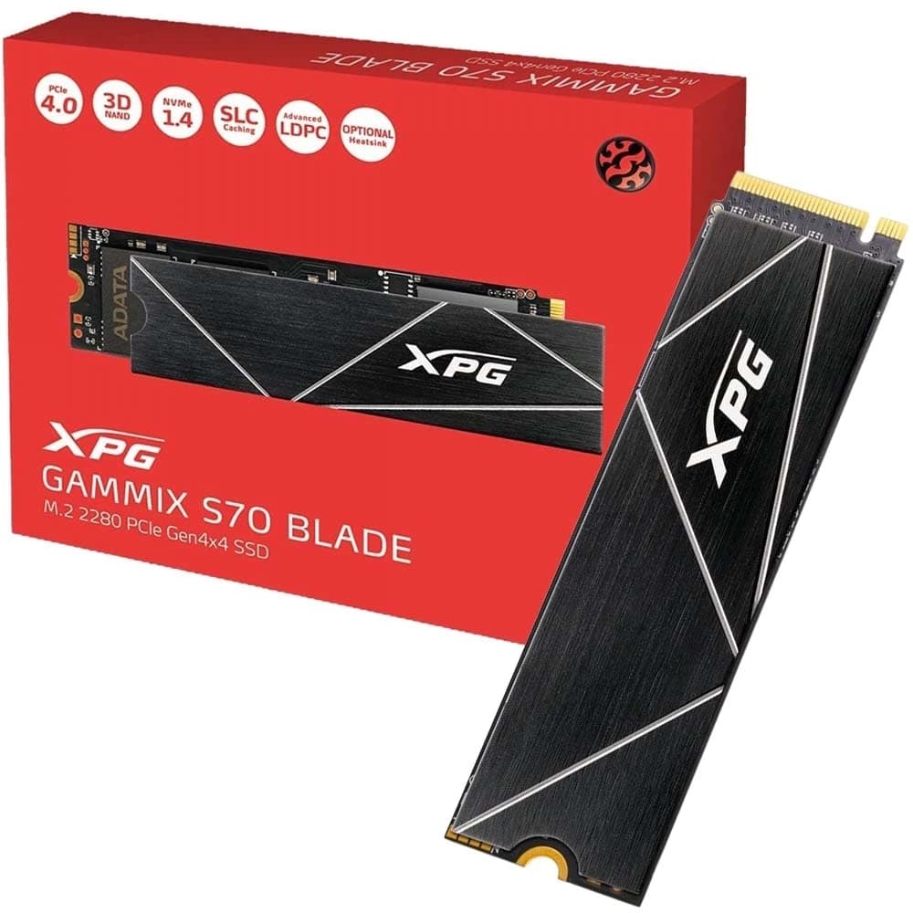 M.2 Adata Xpg Gammix S70 Blade Pci-E Nvme Gen4 1tb Leituras: 7400mb/S E Gravações: 6400mb/S - AGAMMIXS70B-1T-CS