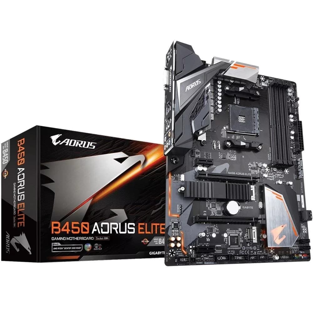 Placa Mãe Gigabyte Aorus Elite B450, Amd Am4 Atx, 4xddr4, 8 X Usb 2.0, 2 X Usb 3.1, Dvi, Hdmi