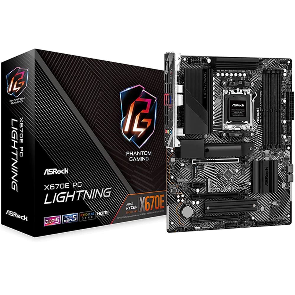 Placa Mãe Asrock Pg Lightning X670e, Amd Socket Am5 Atx, 4xddr5, Usb Tipo C, M.2, Rede Intel, Hdmi, Dp