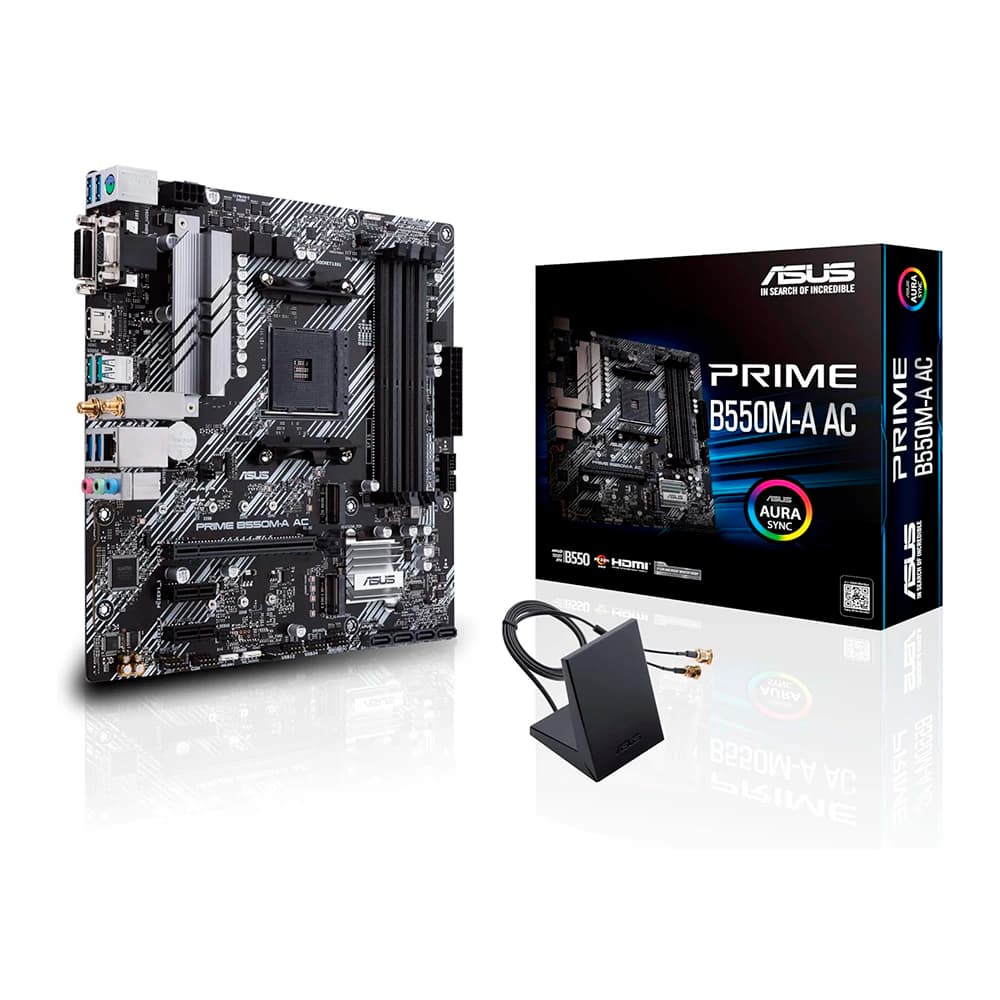 Placa Mãe Asus B550m-A Ac Prime, Amd Am4 Matx, 4xddr4, Usb 3.2, Wi-Fi, Vga, Dvi, Hdmi