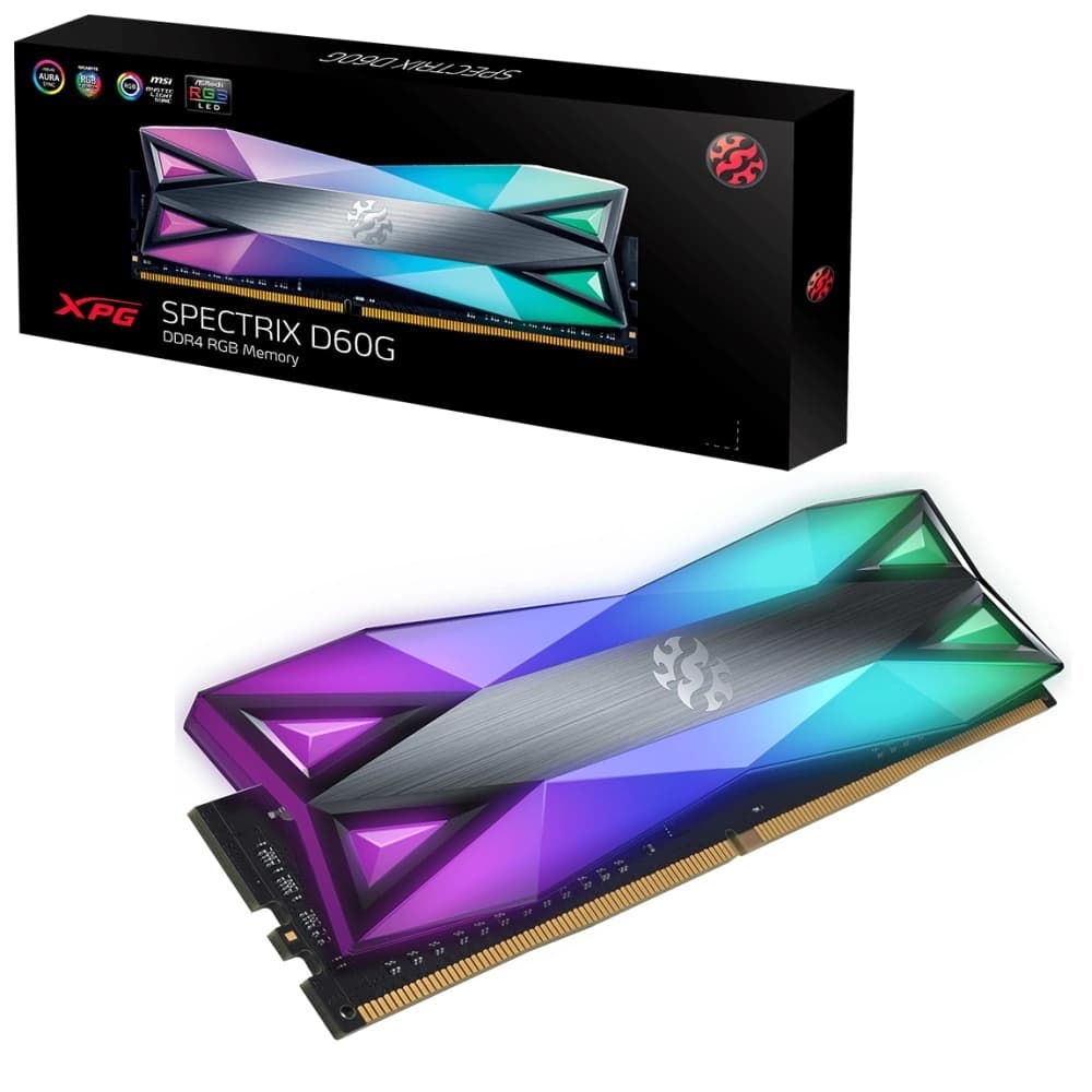 Memória Gamer Adata Xpg Gammix Spectrix D60g Rgb Prata Ddriv 16gb Cl16 3200mhz - AX4U3200716G16A-ST60