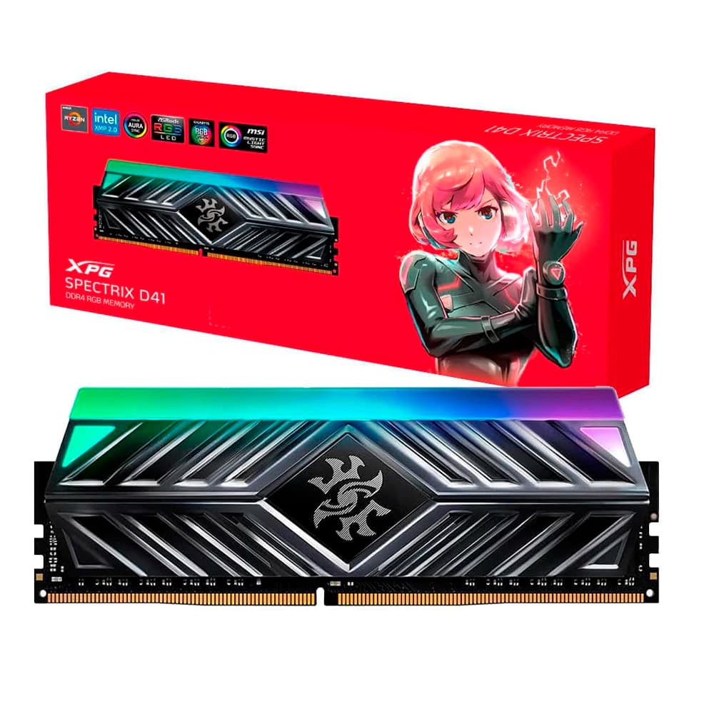 Memória Gamer Adata Xpg Spectrix D41 Rgb Preta Ddriv Cl16 8gb 3200mhz - AX4U32008G16A-ST41