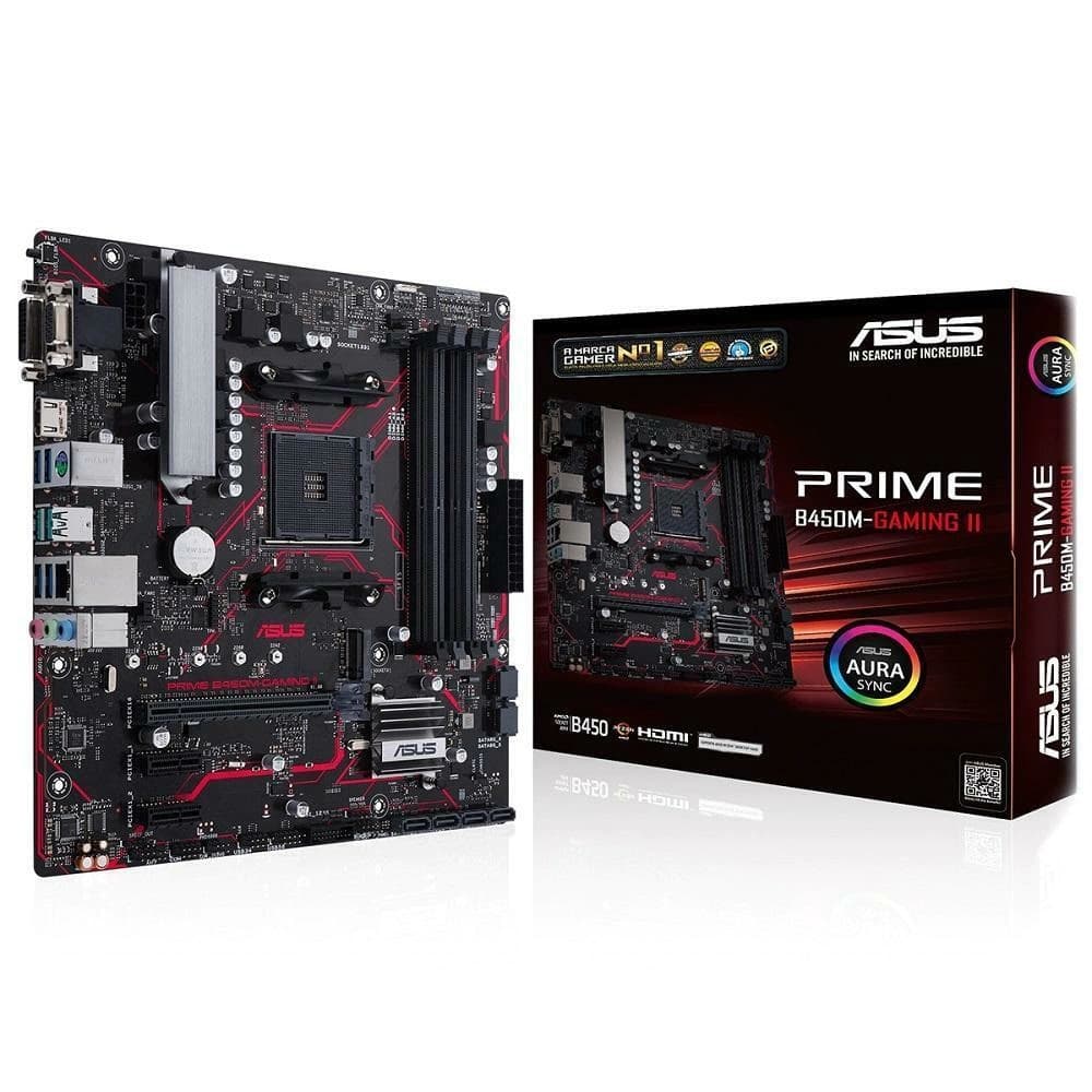 Placa Mãe Asus Prime B450m-Gaming Ii, Amd Am4 Matx, 4xddr4, Usb 2.0, Usb 3.0, Usb 3.1, Dvi, Vga, Hdmi