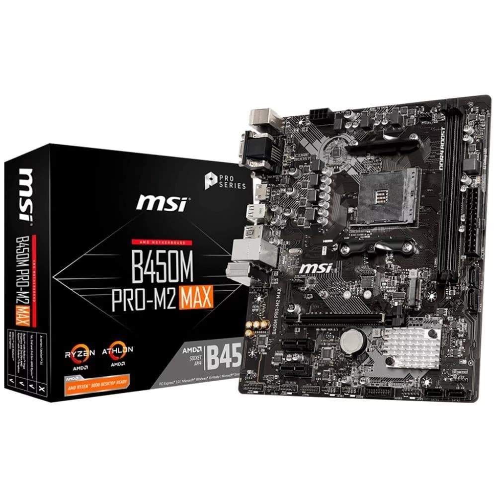 Placa Mãe Msi B450m Pro-M2 Max, Amd Am4 Matx, 2xddr4, 6 X Usb 2.0, 4 X Usb 3.2, Dvi, Vga, Hdmi