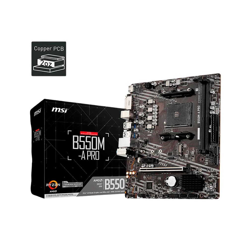 Placa Mãe Msi B550m-A Pro, Amd Am4 Matx, 2xddr4, Usb 2.0, Usb 3.0, Dvi, Hdmi