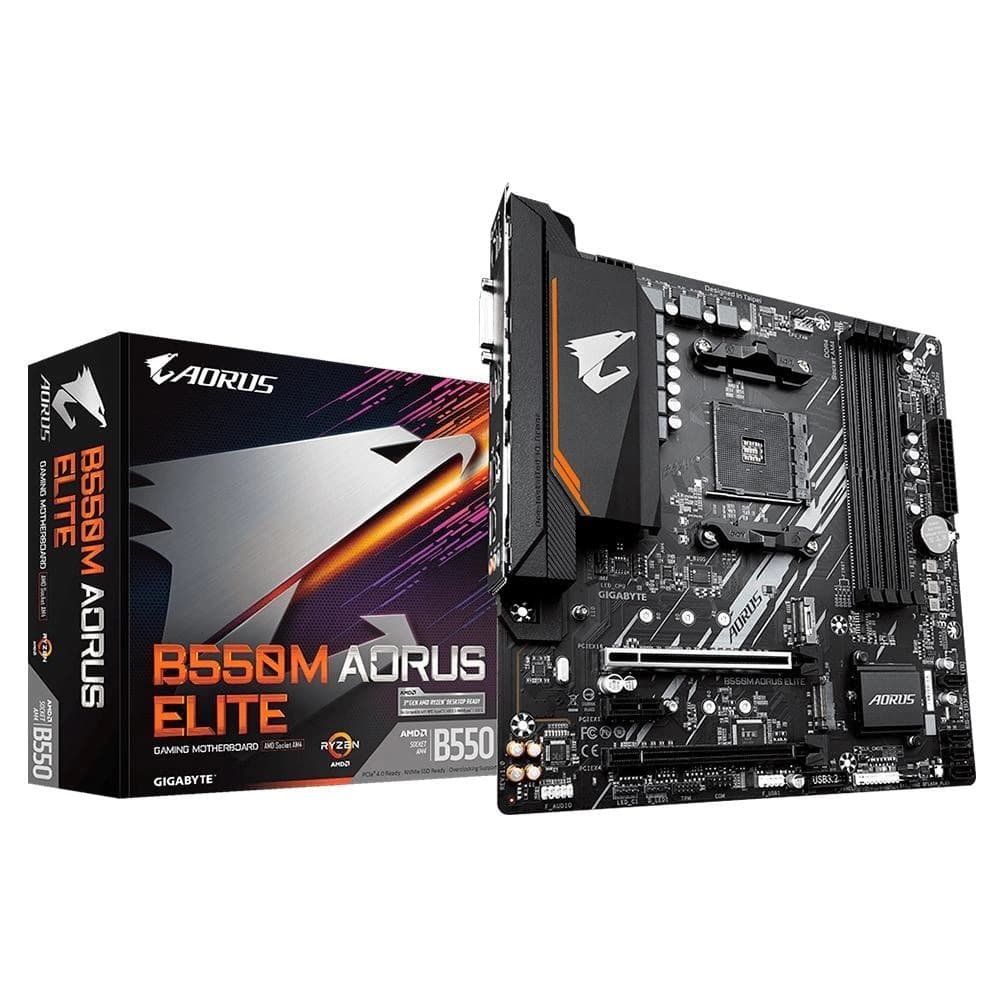 Placa Mãe Gigabyte Aorus B550m Elite, Amd Am4 Matx, 4xddr4, Usb 2.0, Usb 3.2, Dvi, Hdmi