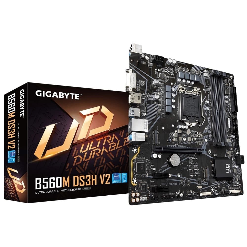 Placa Mãe Gigabyte B560m Ds3h V2, Intel Lga 1200 Matx, 4xddr4, Usb 3.2, Usb 3.0, M.2, Hdmi, Dvi, Dp