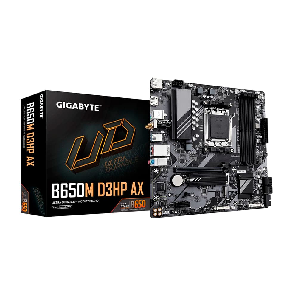 Placa Mãe Gigabyte Ud B650m D3hp Ax, Amd Socket Am5 Matx, 4xddr5, Usb Tipo C, M.2, Rede Realtek 2.5gbe, Wi-Fi 6e, Hdmi, Dp