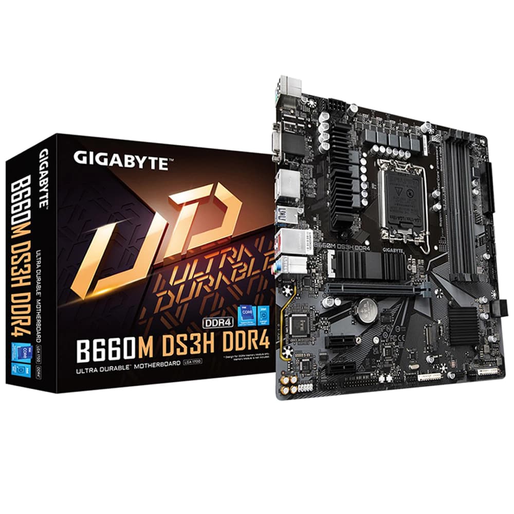 Placa Mãe Gigabyte B660m Ds3h Ddr4, Intel Lga 1700 Matx, 4xddr4, Usb 3.2, Usb 3.0, M.2, Hdmi, Dvi, Dp, Vga