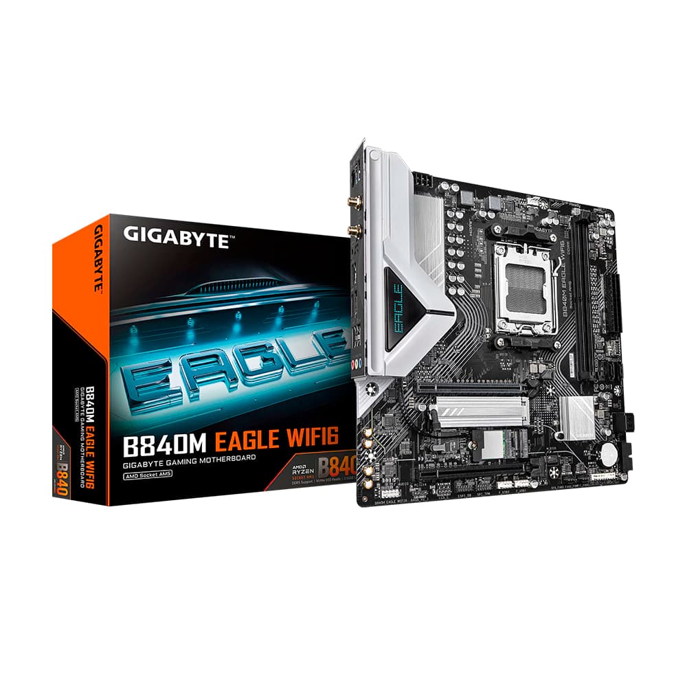 Placa Mãe Gigabyte B840m Eagle Wifi6, Amd Am5 Matx, 2xddr5, Usb Type-C, Rede Realtek 2.5gb, Wi-Fi 6e, Dp, Hdmi
