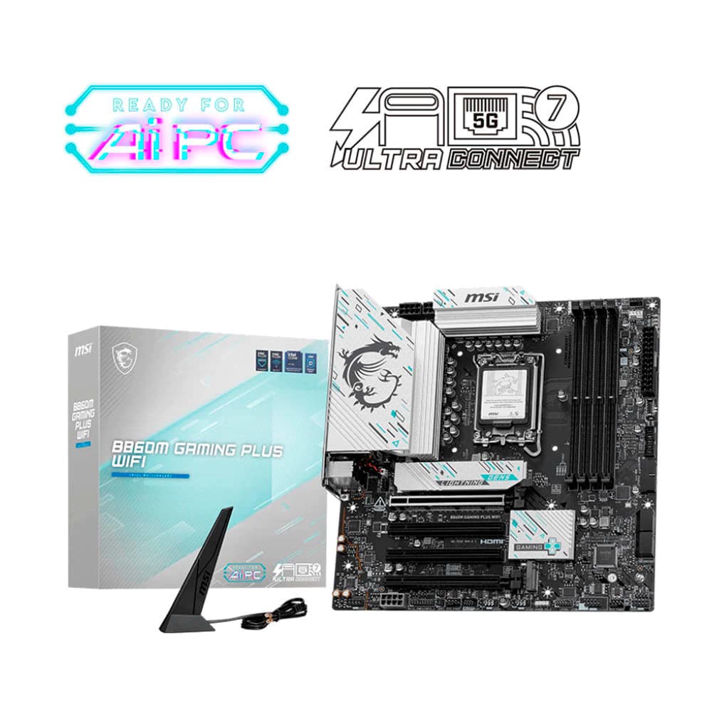 Placa Mãe Msi B860m Gaming Plus Wifi, Intel Lga 1851 Matx, 4xddr5, Usb Tipo C, Usb 3.2, M.2, Rede Intel Killer E5000 5g, Wi-Fi 7, Hdmi, Dp