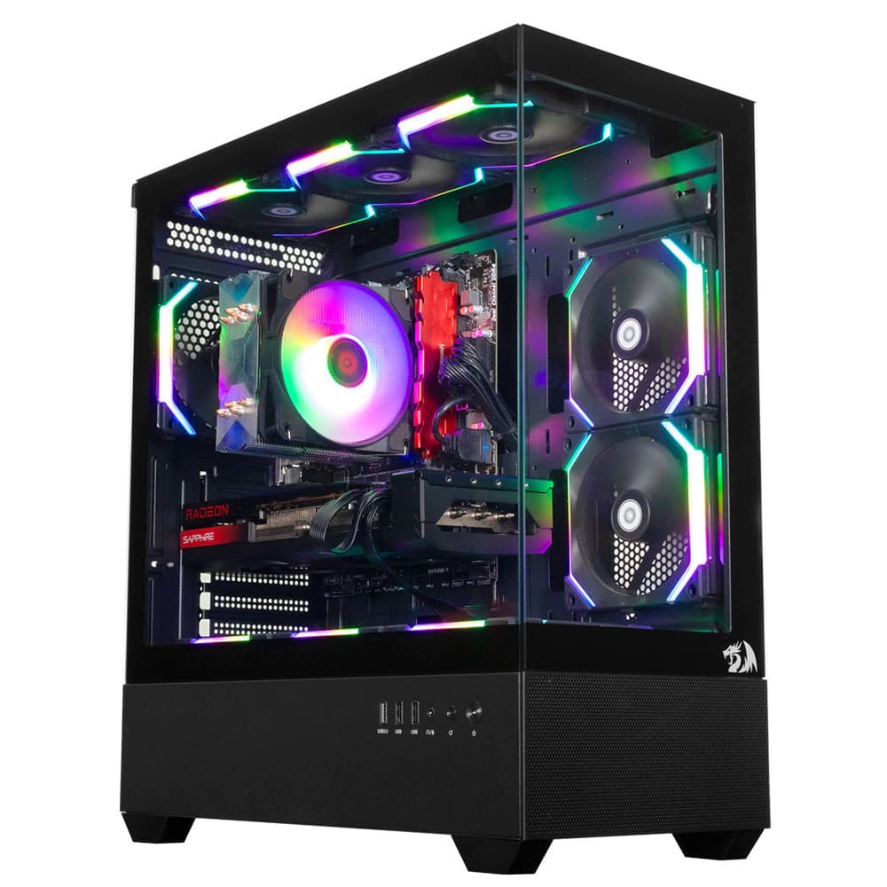 Gabinete Gamer Redragon Reflect Flow Preto Vidro Temperado Mid Tower - CA-606B