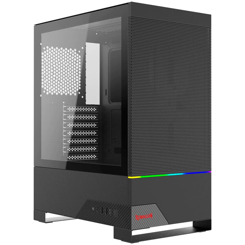 Gabinete Gamer Redragon Carbon Rgb Preto Usb Type-C Vidro Temperado S/Fan Mid Tower - CA-610B