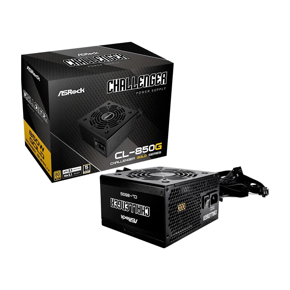 Fonte Real Asrock Challenger Cl-850g 850w Preta Pci-E 5.1 80 Plus Gold - 90-UXC085-GNBAAA