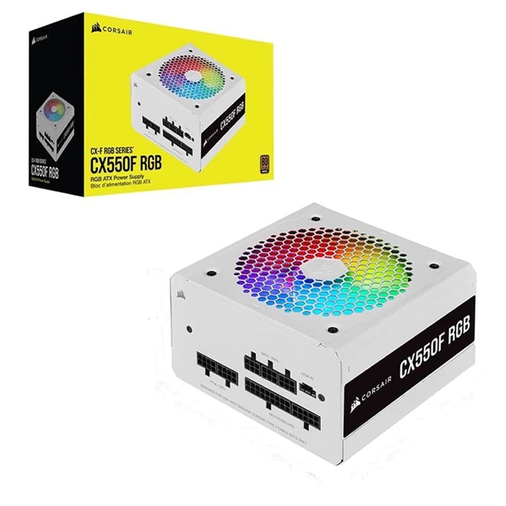 Fonte Real Corsair Cx Series Cx550f Branca Rgb 80 Bronze Modular - CP-9020225-BR