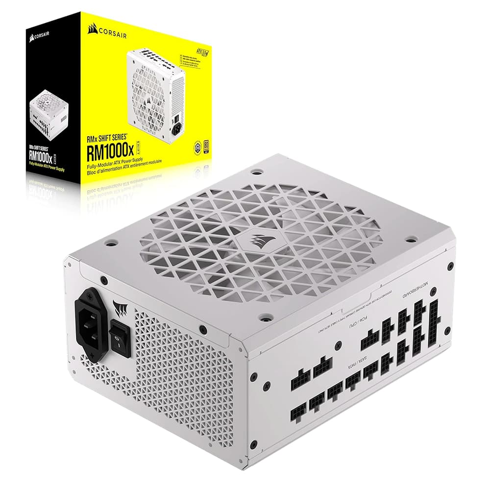 Fonte Real Corsair Rmx Shift Series Rm1000x Branca Pci-E 5.0 80 Plus Gold Modular - CP-9020275-BR