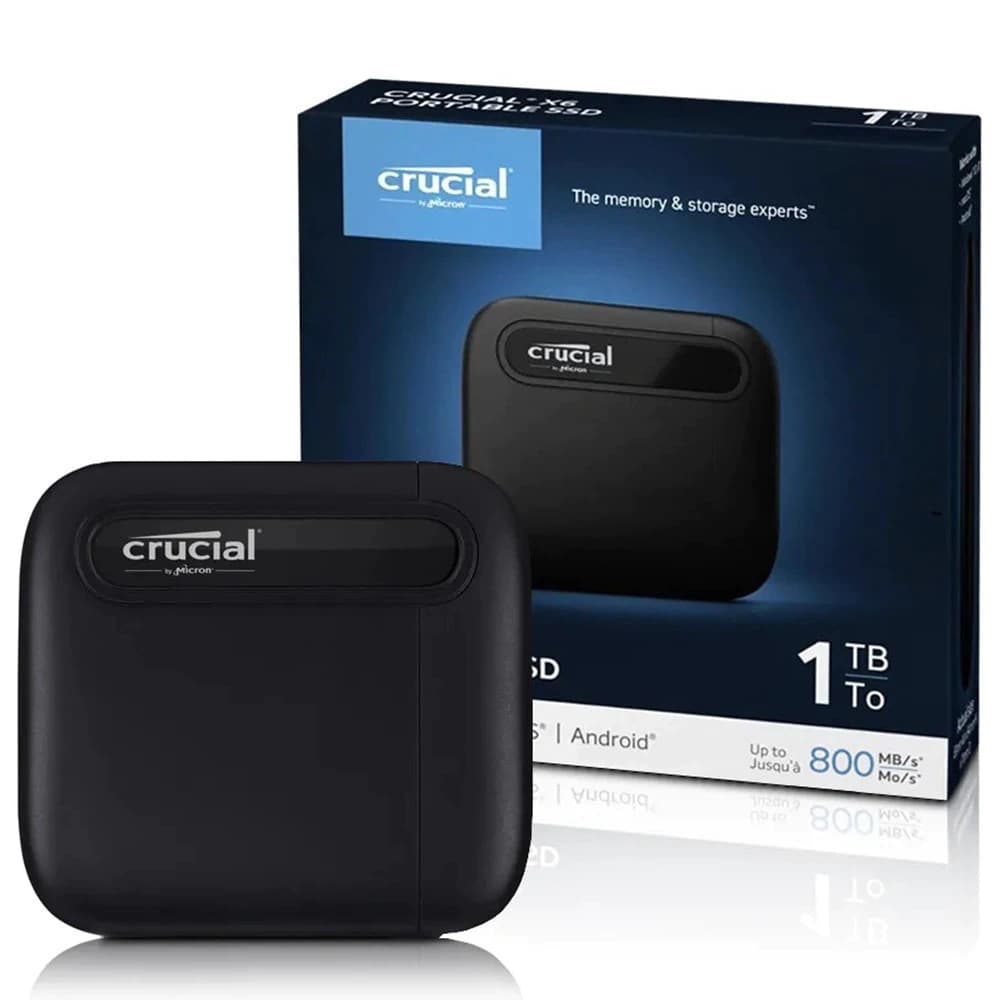 Ssd Externo Crucial X6 Usb-C 1tb Leituras: 540mb/S E Gravações: 800mb/S - CT1000X6SSD9