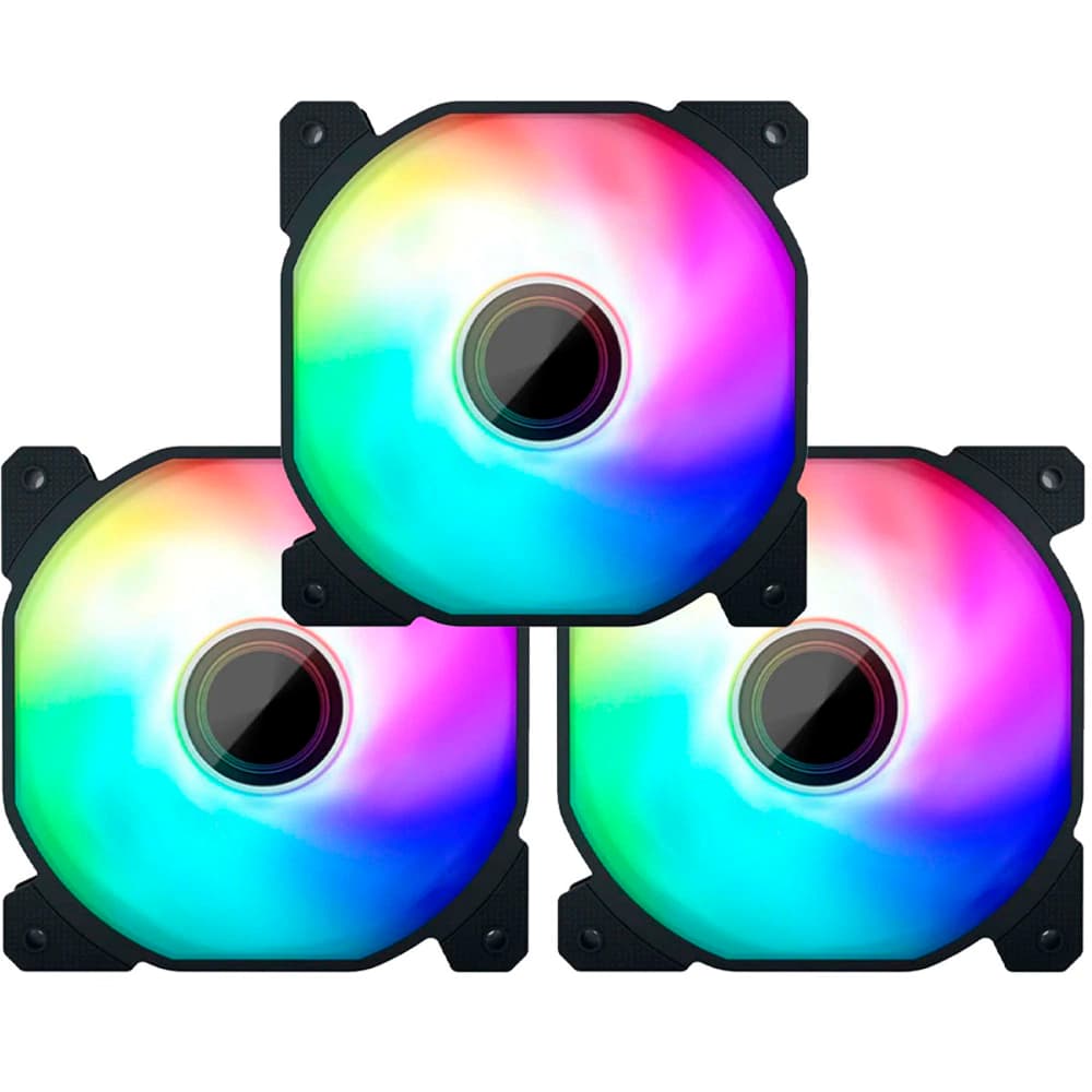 Fan Gamer 1stplayer Fis Combo Preto 3 X 120mm Argb C/ Controle - FIS-BK-COMBO