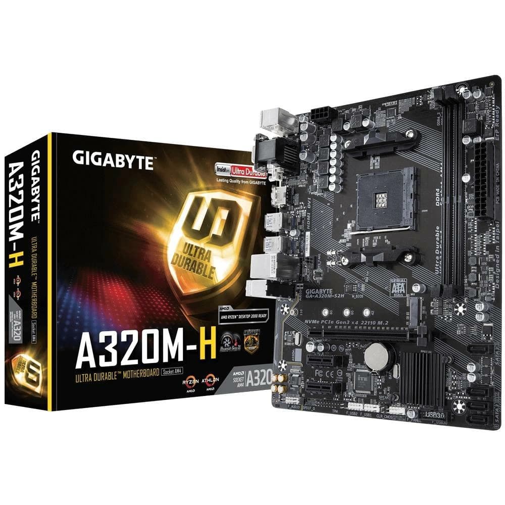 Placa Mãe Gigabyte Ga-A320m-H, Amd Am4 Matx, 2xddr4, 2 X Usb 2.0, 4 X Usb 3.0, Dvi, Hdmi