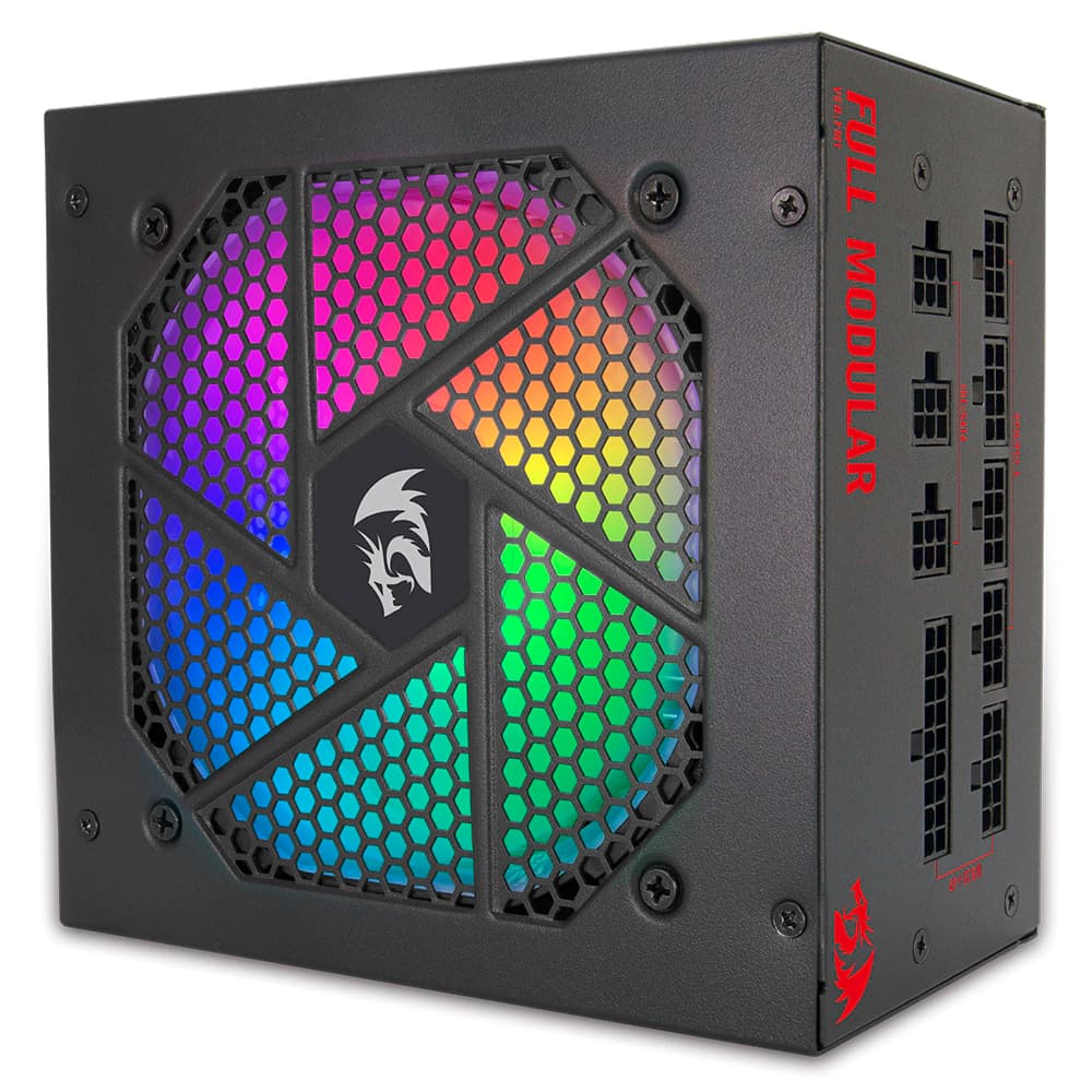 Fonte Real Redragon 750w Rgb Preta 80 Plus Gold Modular - GC-PS006-1