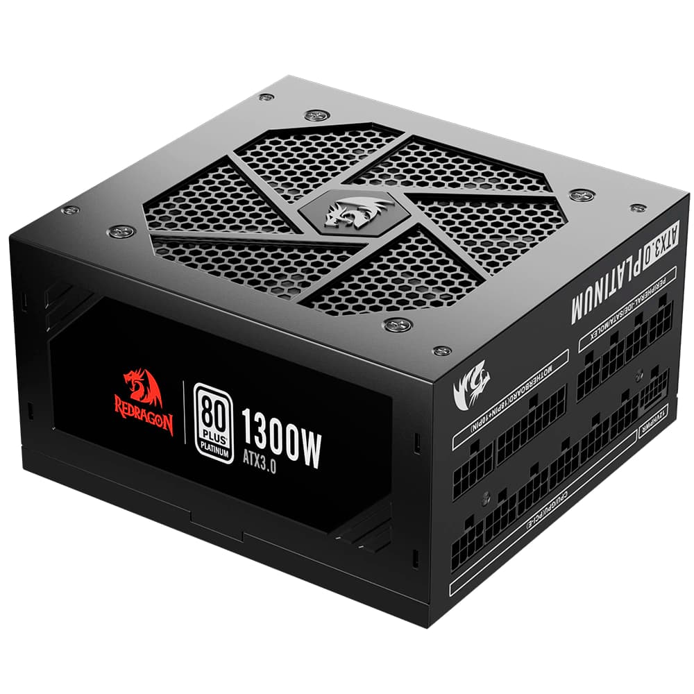 Fonte Real Redragon 1300w Preta Pci-E 5.0 80 Plus Platinum Modular - GC-PS018
