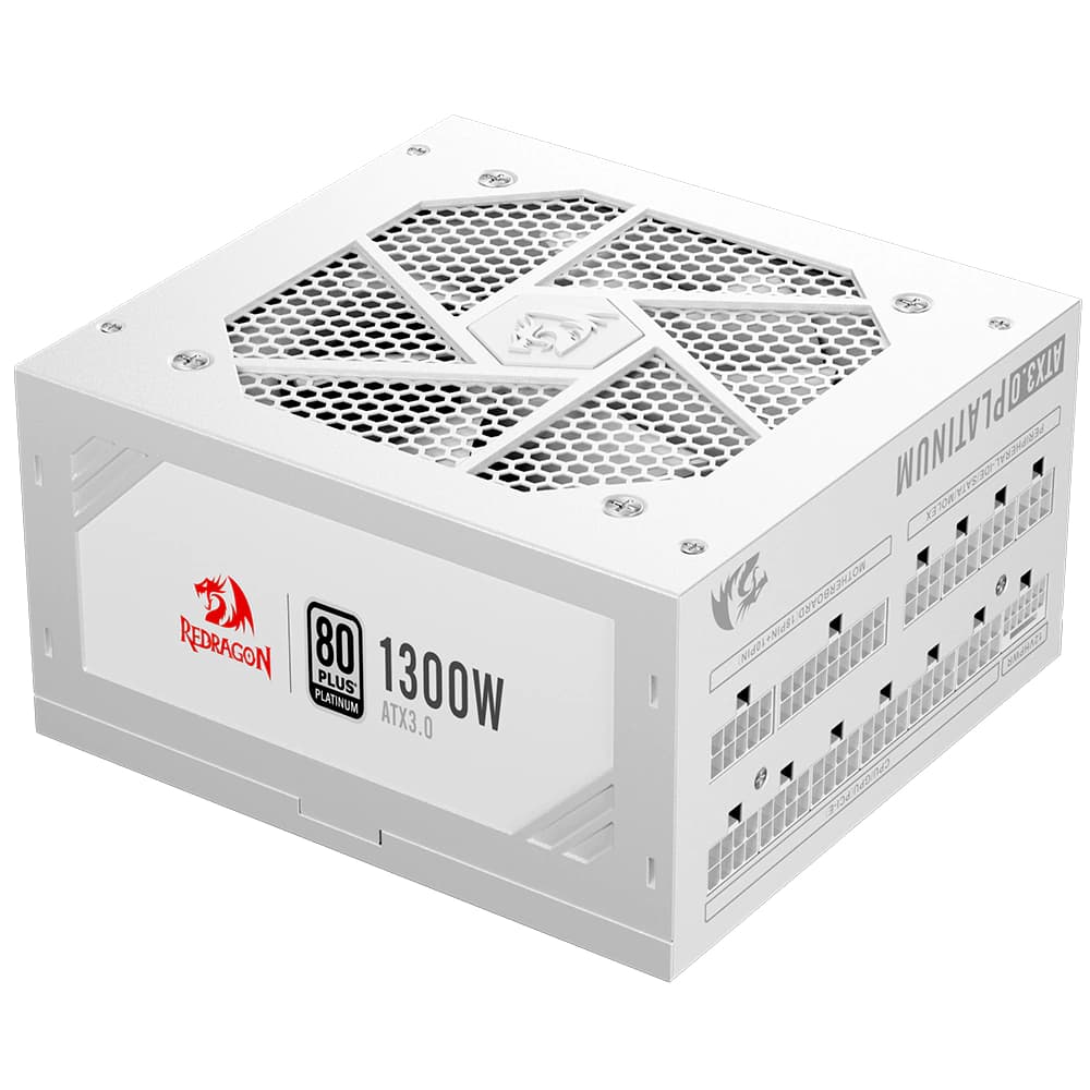 Fonte Real Redragon 1300w Branca Pci-E 5.0 80 Plus Platinum Modular - GC-PS018W