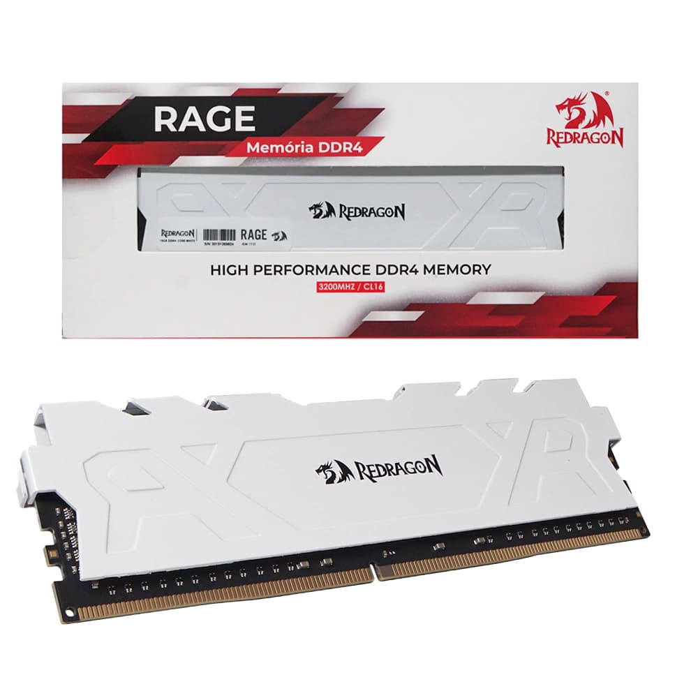 Memória Gamer Redragon Rage Lunar White Ddriv 16gb Cl16 3200mhz - GM-712