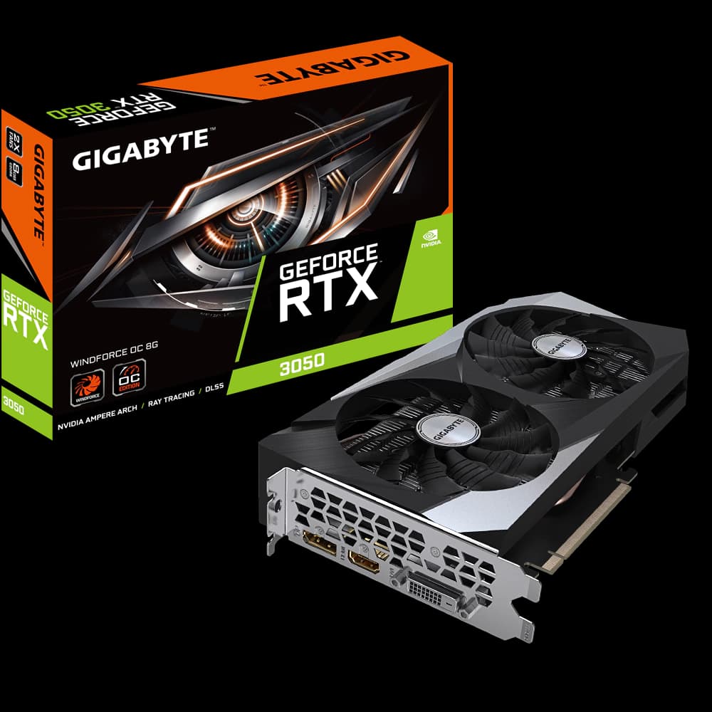 Placa De Vídeo Gigabyte Nvidia Geforce Windforce Oc Edition Rtx 3050 8gb Gddr6 Lhr 128 Bits - GV-N3050WF2O