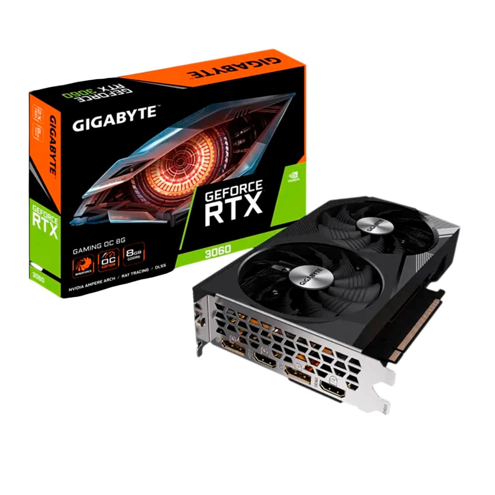 Placa De Vídeo Gigabyte Nvidia Geforce Gaming Oc Edition 2x Preta Rtx 3060 8gb Gddr6 192 Bits - GV-N3060GAMING OC-8GD