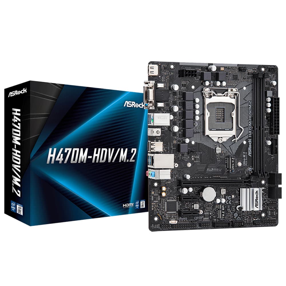 Placa Mãe Asrock H470m-Hdv/M.2, Intel Lga 1200 Matx, 2xddr4, Usb 3.2, Usb 3.0, M.2, Hdmi, Dvi, Vga
