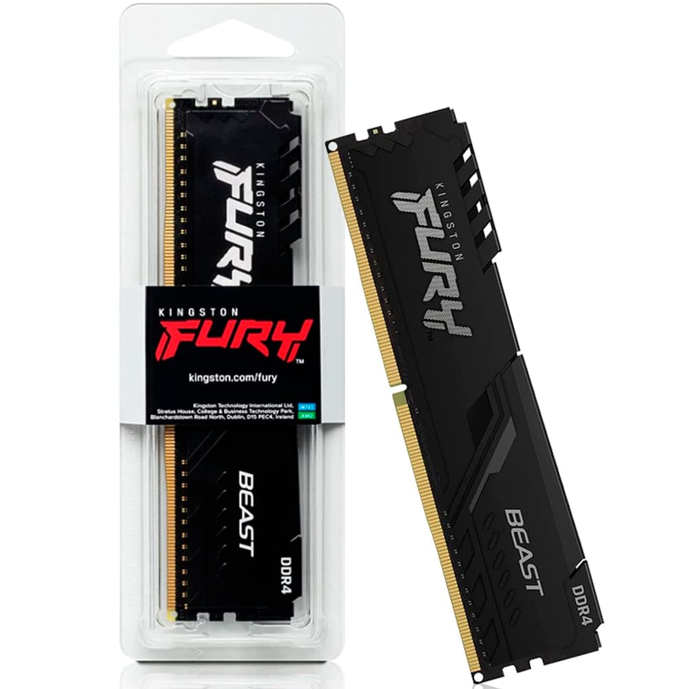 Memória Gamer Kingston Fury Beast Preta Ddriv 16gb Cl16 3200mhz - KF432C16BB/16