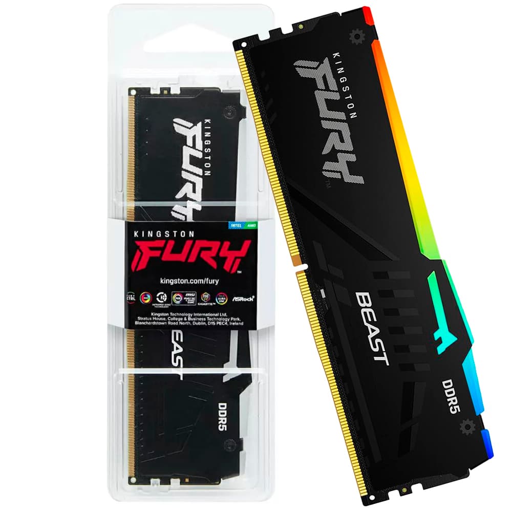 Memória Gamer Kingston Fury Beast Preta Rgb Amd Expo Ddr5 32gb Cl36 6000mhz - KF560C36BBE2A-32