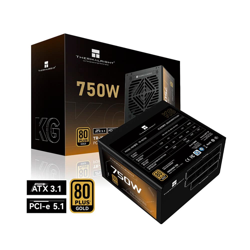 Fonte Real Thermalright Kg Series 750w Preta Pci-E 5.1 80 Plus Gold Modular - KG-750