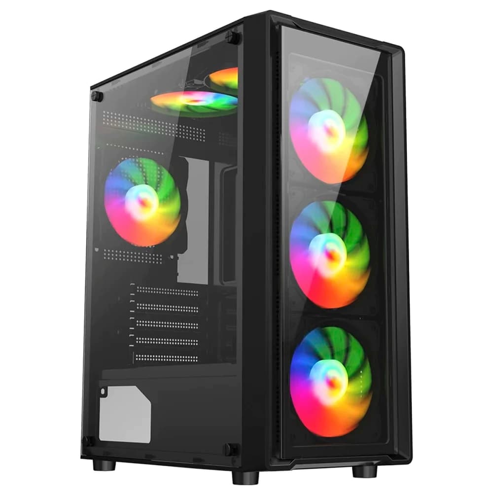 Gabinete Gamer Like.Tec Sigma Dark Vidro Temperado Com 3 Fans Rainbow Mid Tower - LC-AT-SIGMA-2099