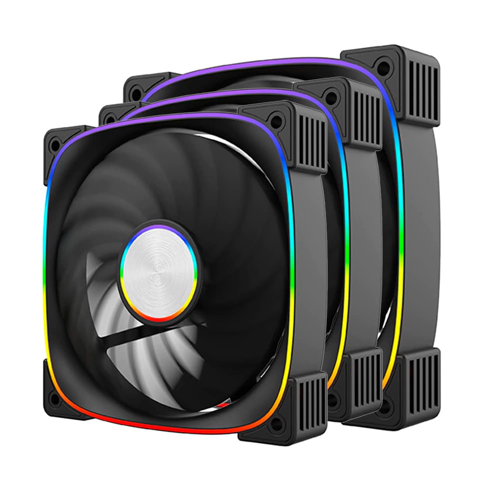 Fan Gamer Like.Tec Riddle Preto 3 X 120mm Argb C/ Controladora E Controle - LK-RIDDLE-ARGB-3X