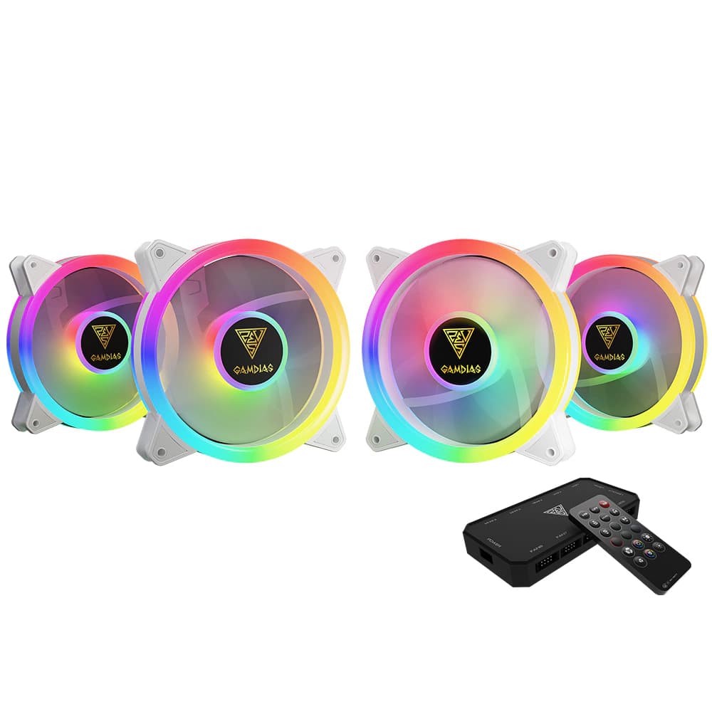 Fan Gamer Gamdias Aeolus M2-1204r Branco Argb 4 X 120mm C/ Controle - M2-1204R WH