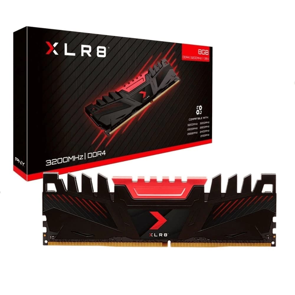 Memória Gamer Pny Xlr8 Preto/Vermelho Ddriv 8gb 3200mhz - MD8GD4320016XR