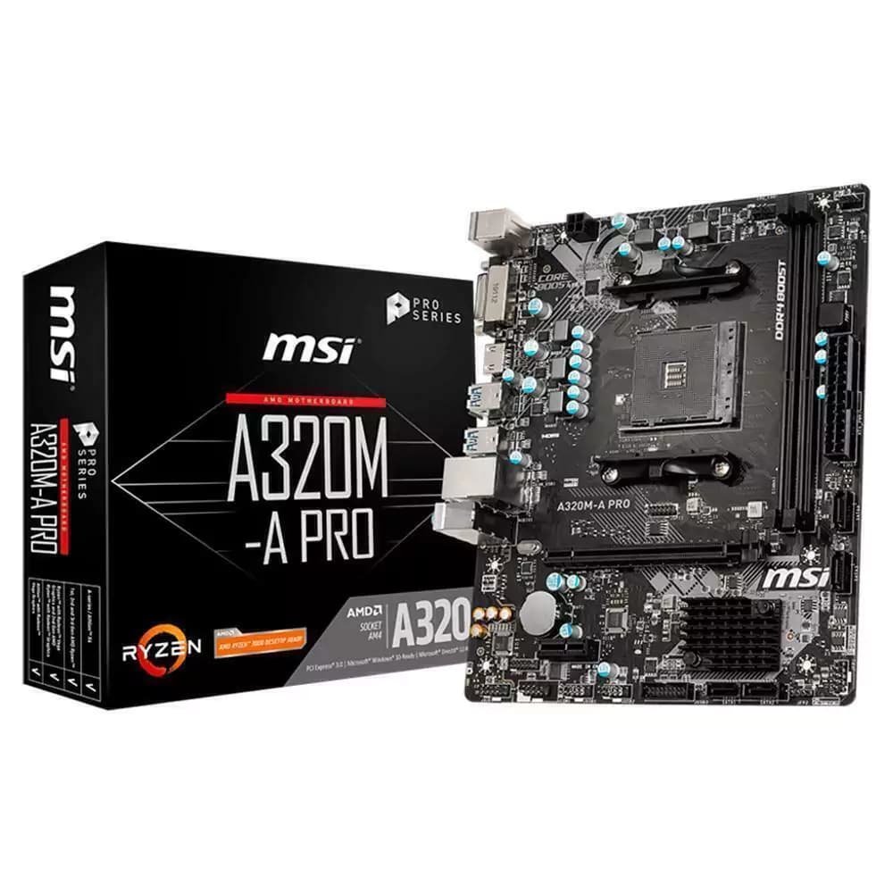 Placa Mãe Msi A320m-A Pro, Amd Am4 Matx, 2xddr4, 2 X Usb 2.0, 4 X Usb 3.0, Dvi, Hdmi