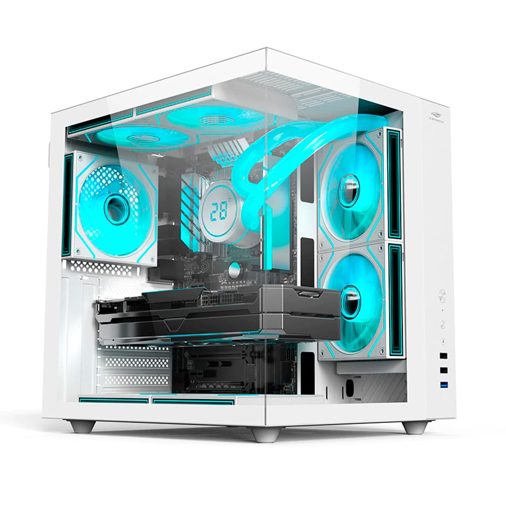Gabinete Gamer C3tech Gaming Aquarius Branco Vidro Temperado S/Fan Mid Tower - MT-G920WH