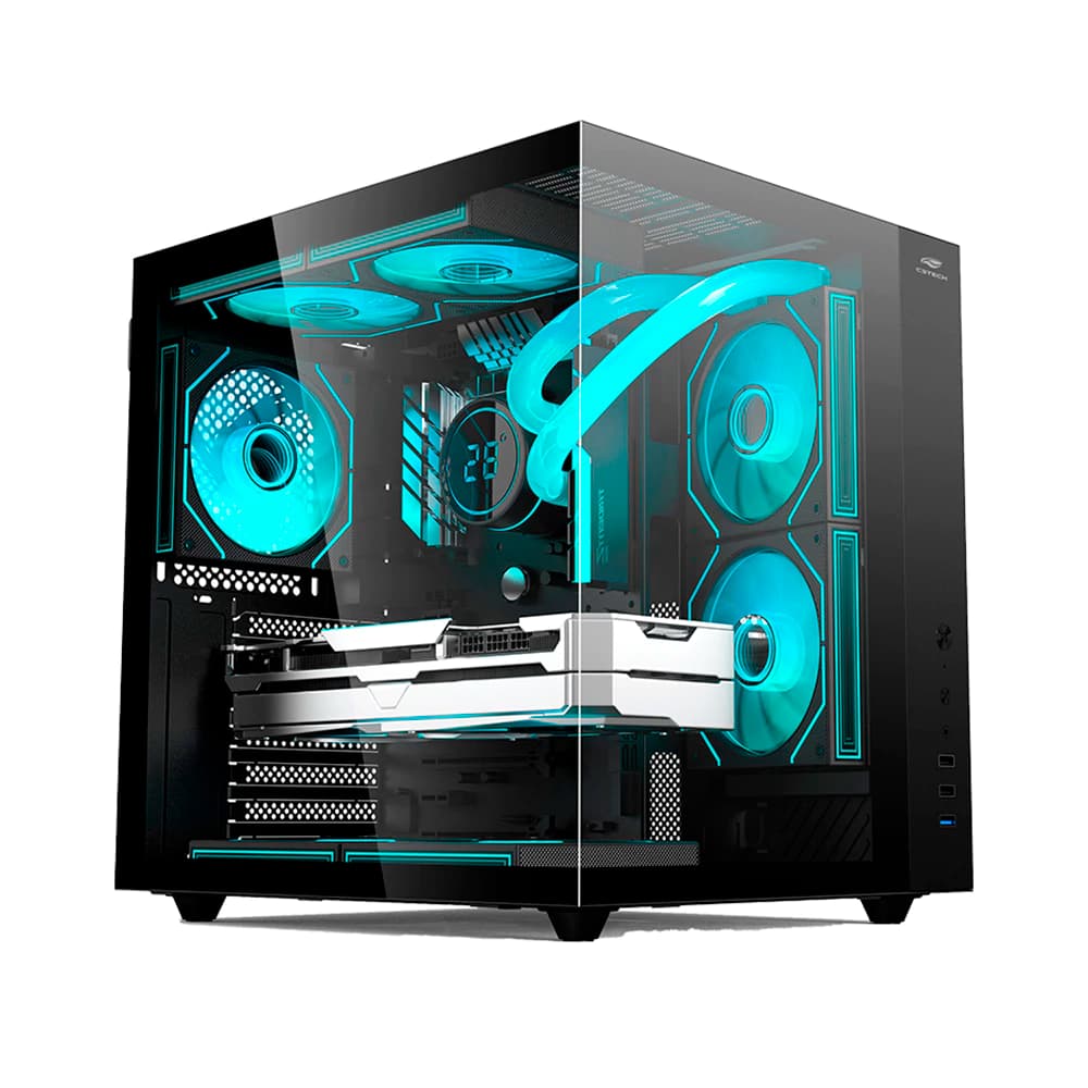 Gabinete Gamer C3tech Gaming Aquarius Preto Vidro Temperado S/Fan Mid Tower - MT-G920BK