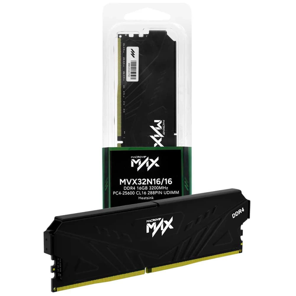 Memória Gamer Macrovip Max Preto Ddriv 16gb Cl16 3200mhz - MVX32N16/16