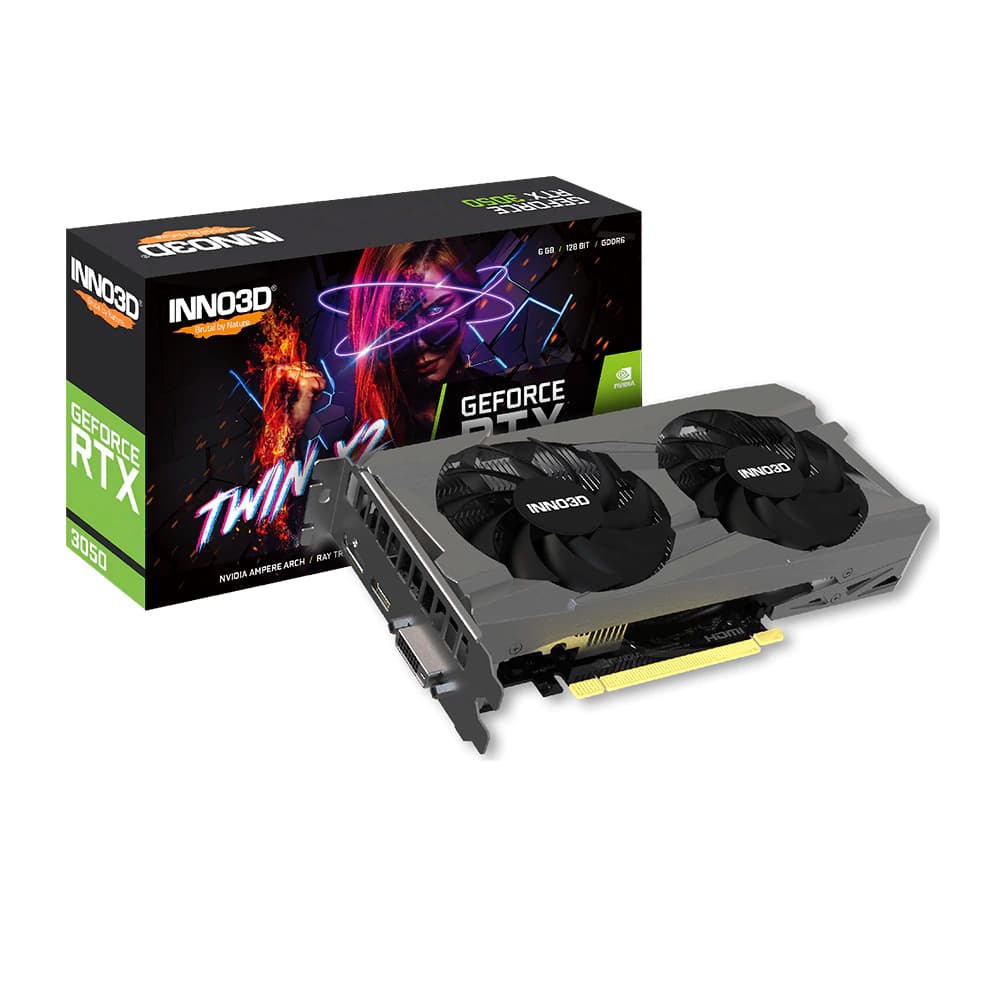 Placa De Vídeo Inno3d Nvidia Geforce Twin X2 Oc Preta Rtx 3050 6gb Gddr6 96 Bits - N30502-06D6-1711VA60