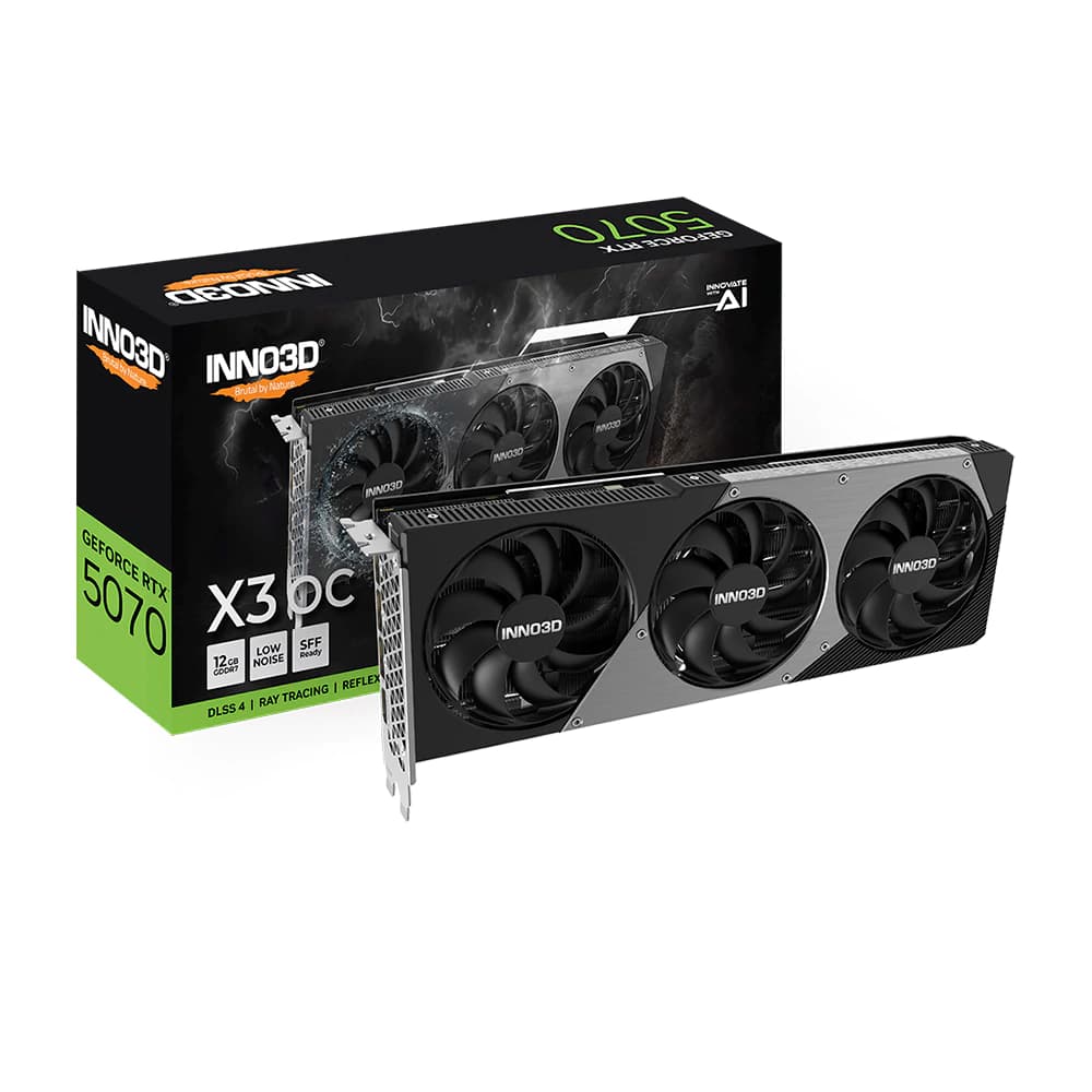 Placa De Vídeo Inno3d Nvidia Geforce X3 Oc Edition Preta Rtx5070 12gb Gdrr7 192 Bits - N50703-12D7X-195064L